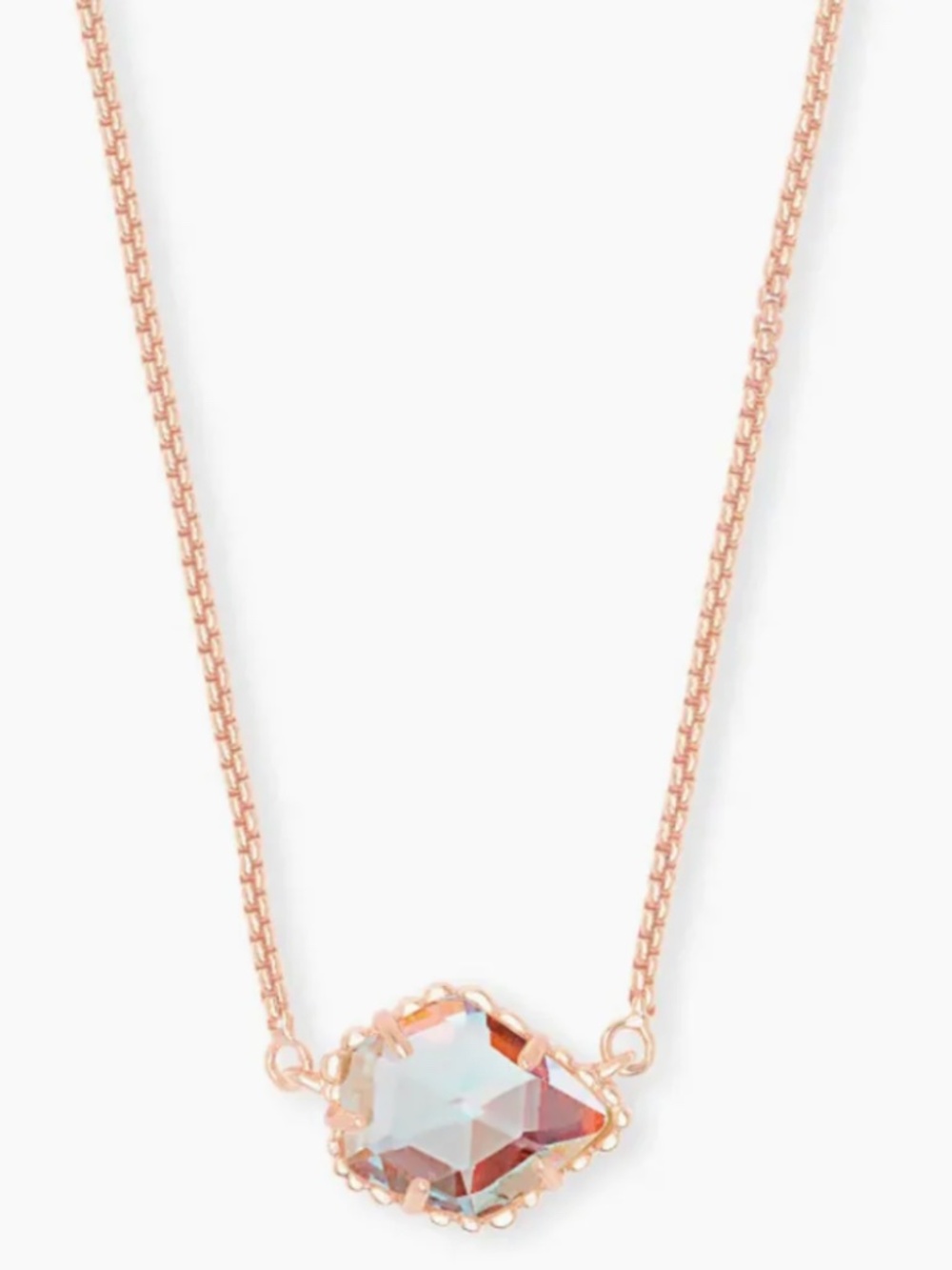 Kendra Scott Tess Rose Gold Pendant Necklace Dichroic Glass